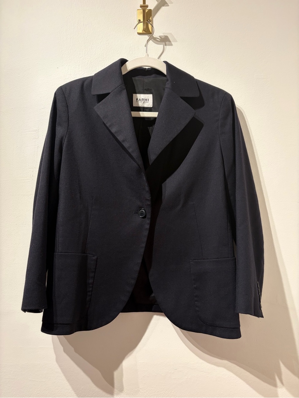 NICOLE FARHI Dark Navy Single-Button Virgin Wool Blazer Size 6